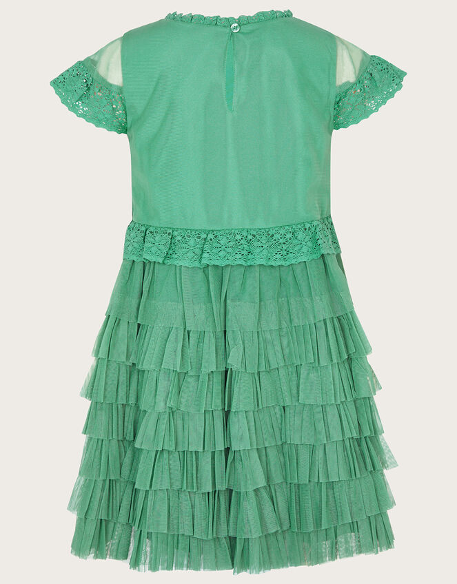 Embroidered Crochet Layered Dress, Green (GREEN), large