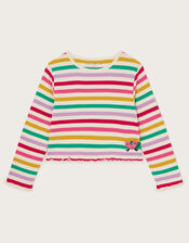 Rainbow Stripe Long Sleeve Top, Multi (MULTI), large