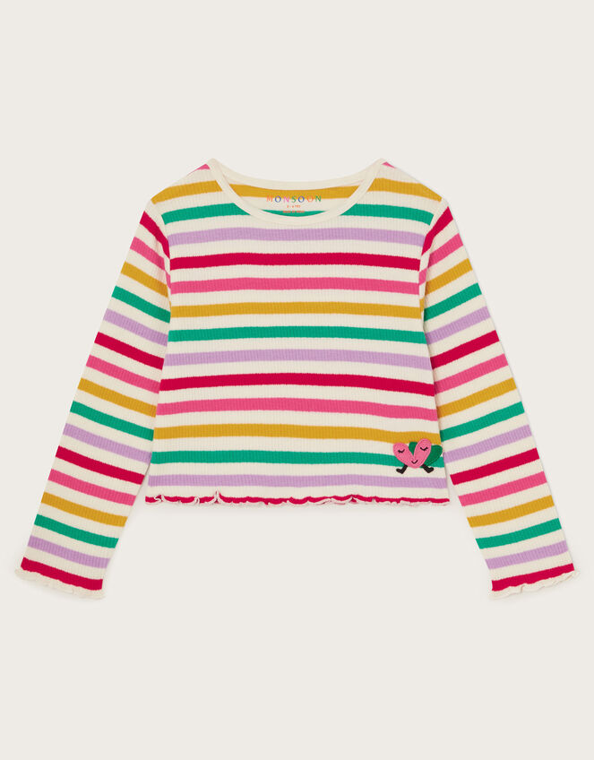 Rainbow Stripe Long Sleeve Top, Multi (MULTI), large