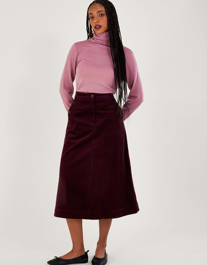 Cord Midi Skirt Purple