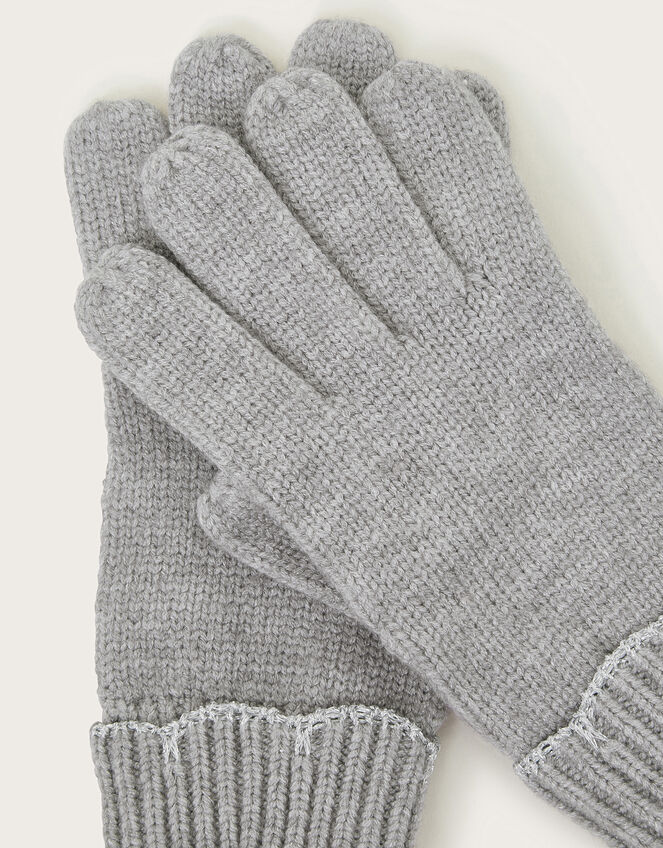 Rosa Scallop Trim Gloves, Grey (GREY), large