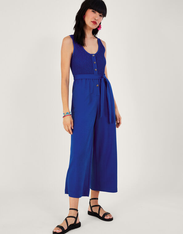 Shirred Jumpsuit , Blue (COBALT), large