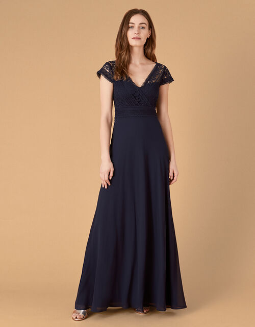 Julie Lace Bodice Maxi Dress Blue | Evening Dresses | Monsoon UK.