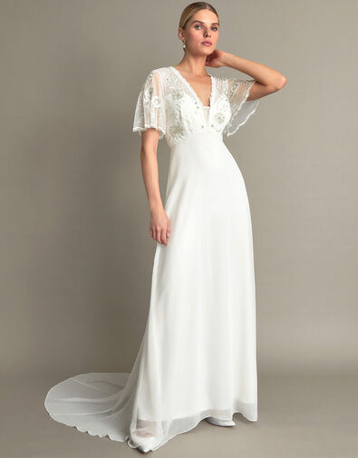 Liz Embroidered Bridal Dress , Ivory (IVORY), large