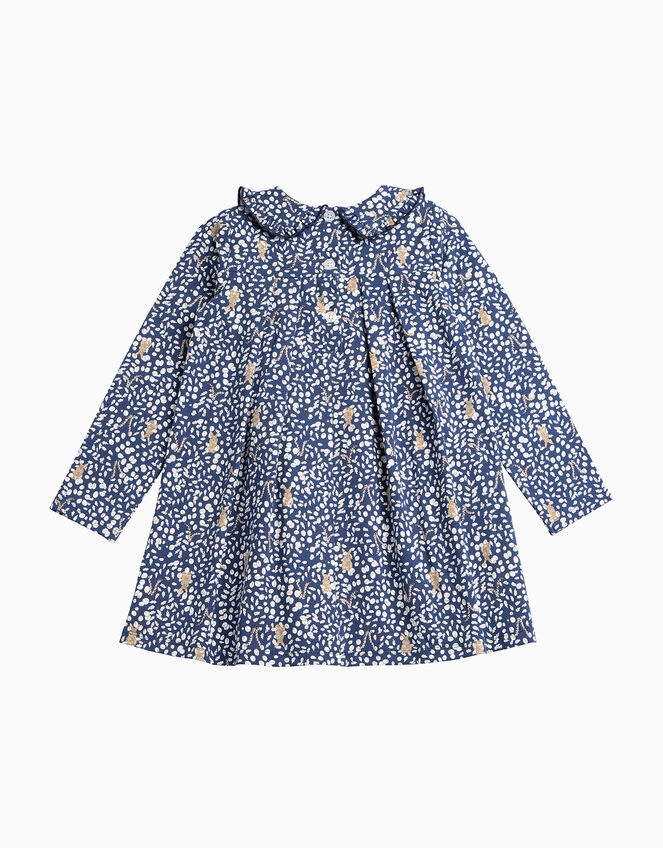 Trotters Woodland Jersey Dress, Blue (NAVY), large