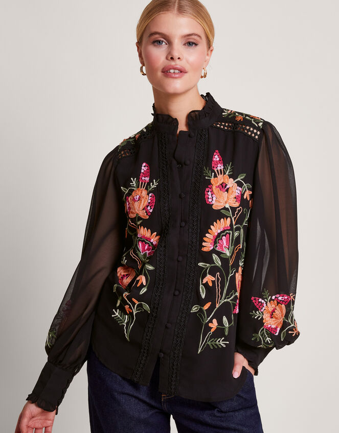 Matilda Embroidered Blouse, Black (BLACK), large