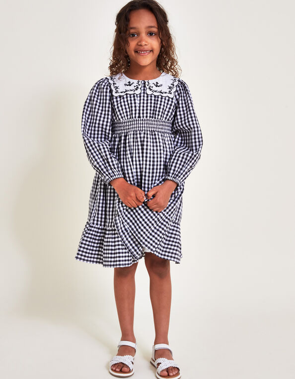 Gingham Scallop Collar Dress, Multi (MULTI), large