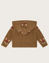 Newborn Fox Knit Cardigan, Brown (BROWN), large