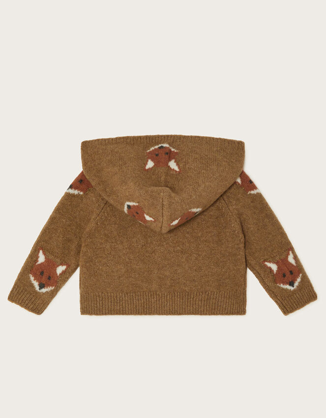 Newborn Fox Knit Cardigan, Brown (BROWN), large