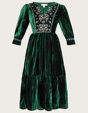 Penny Paisley Embroidered Dress, Green (GREEN), large