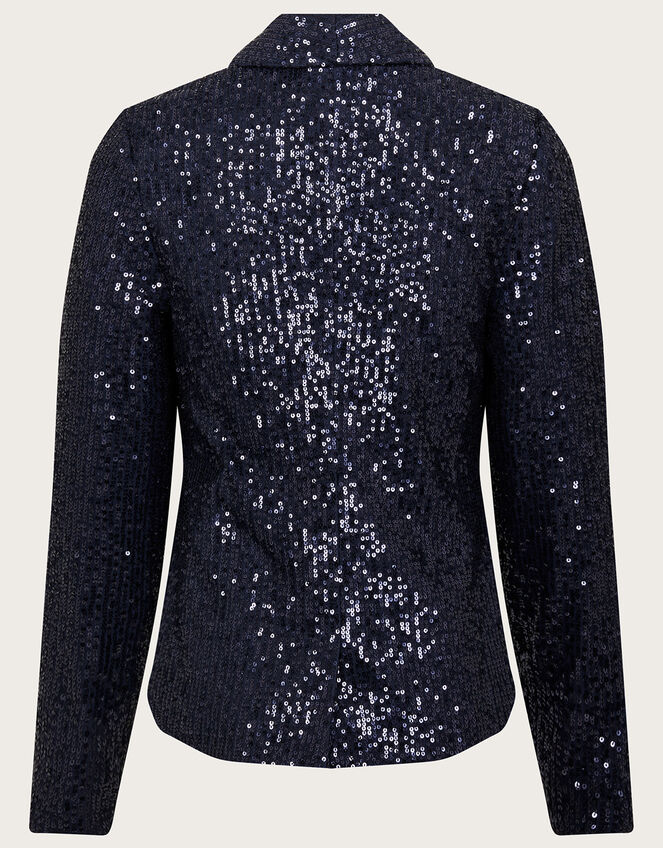 All Over Sequin Blazer, Blue (NAVY), large