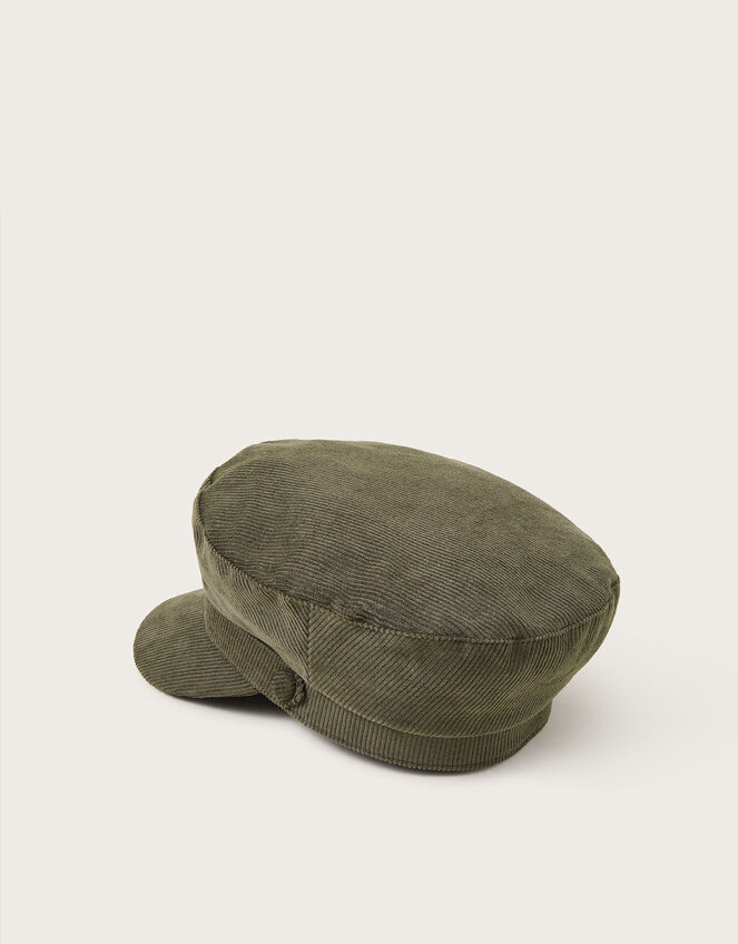 Cord Baker Boy Hat, Green (KHAKI), large