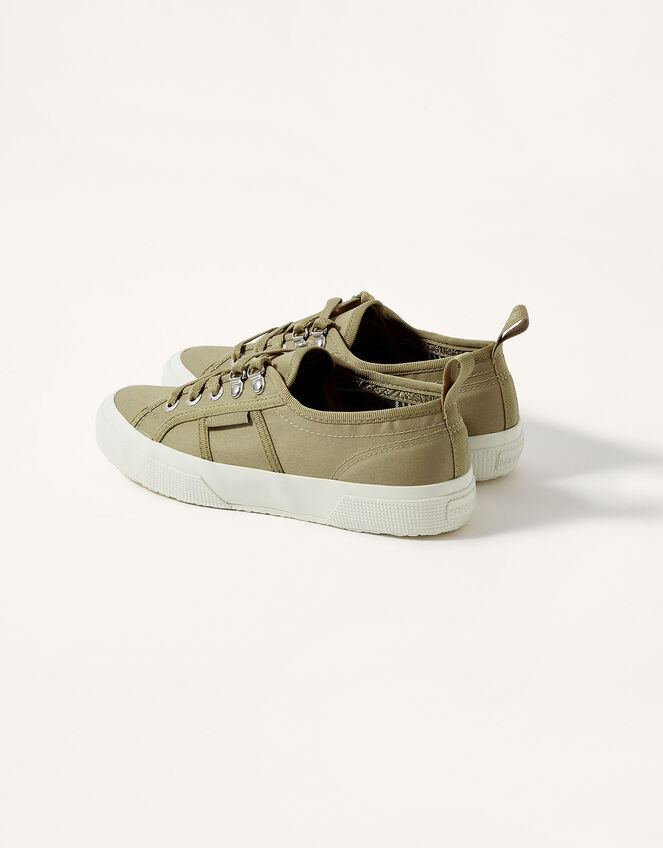 Superga Plain Lace Up Canvas Trainers, Green (KHAKI), large