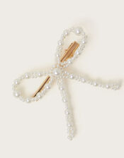 Pearl Bow Hair Clip, , large