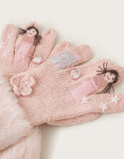 Crochet Flower Princess Gloves, Pink (PINK), large