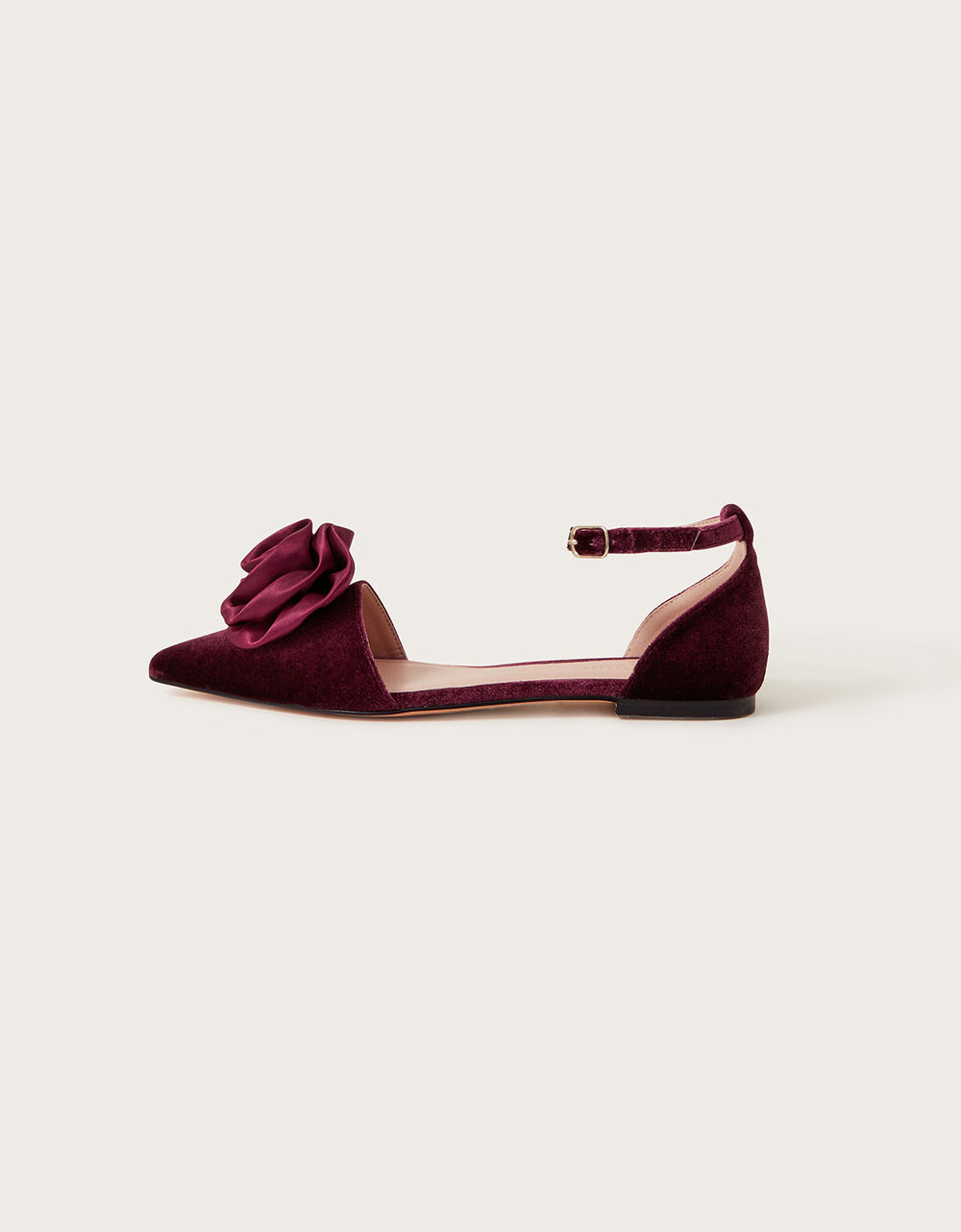 Satin Corsage Flat Shoe Red | Occasion Shoes | Monsoon UK.
