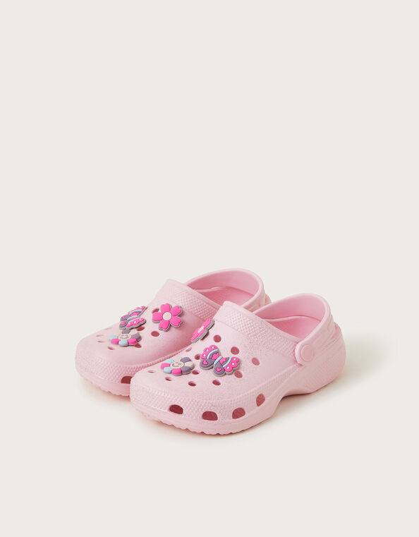 Glitter Butterfly Clogs, Pink (PINK), large