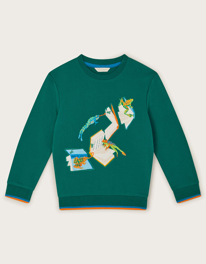 Frogs On The Books Sweatshirt, Green (GREEN), large