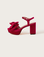 Velvet Bow Platform Heels, Red (RED), large