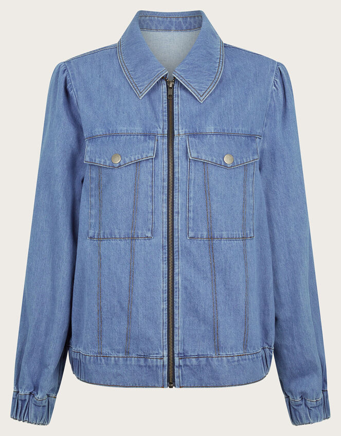 Billie Denim Bomber Jacket, Blue (DENIM BLUE), large