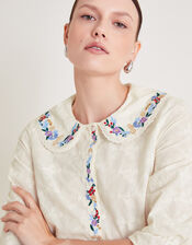 Clara Embroidered Shirt, Ivory (IVORY), large