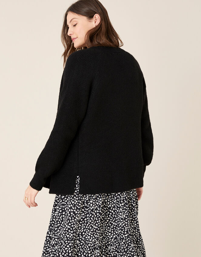 Cosy Knit Cardigan in Wool Blend Black Cardigans Monsoon UK.