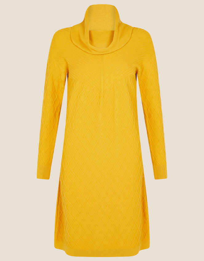 Cali Stitchy Knit Dress, Yellow (OCHRE), large