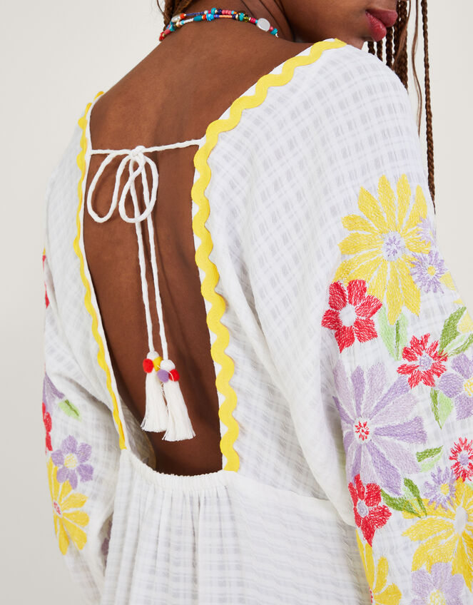 Floral Embroidered Midi Kaftan Dress White | Kaftans & Kimonos | Monsoon UK.