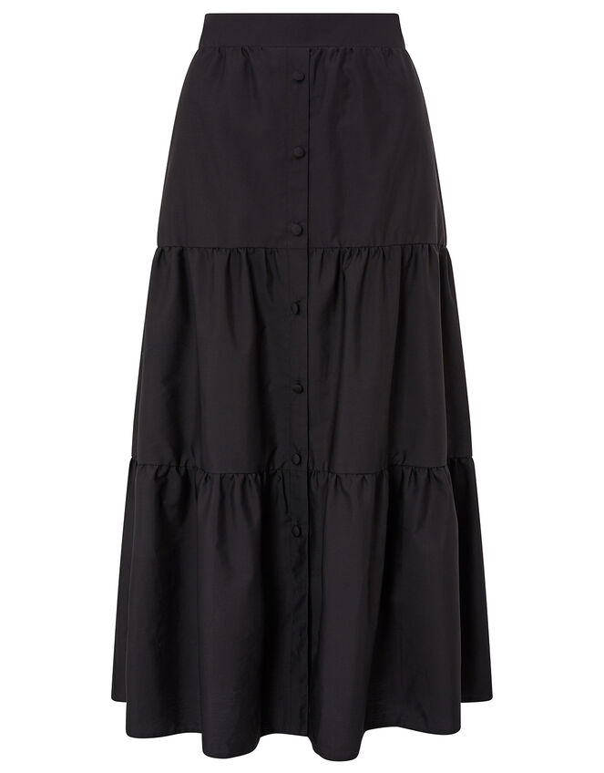 Poplin Tiered Midi Skirt Black | Skirts | Monsoon UK.