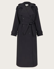 Mimi Longline Trench Coat, Black (BLACK), large