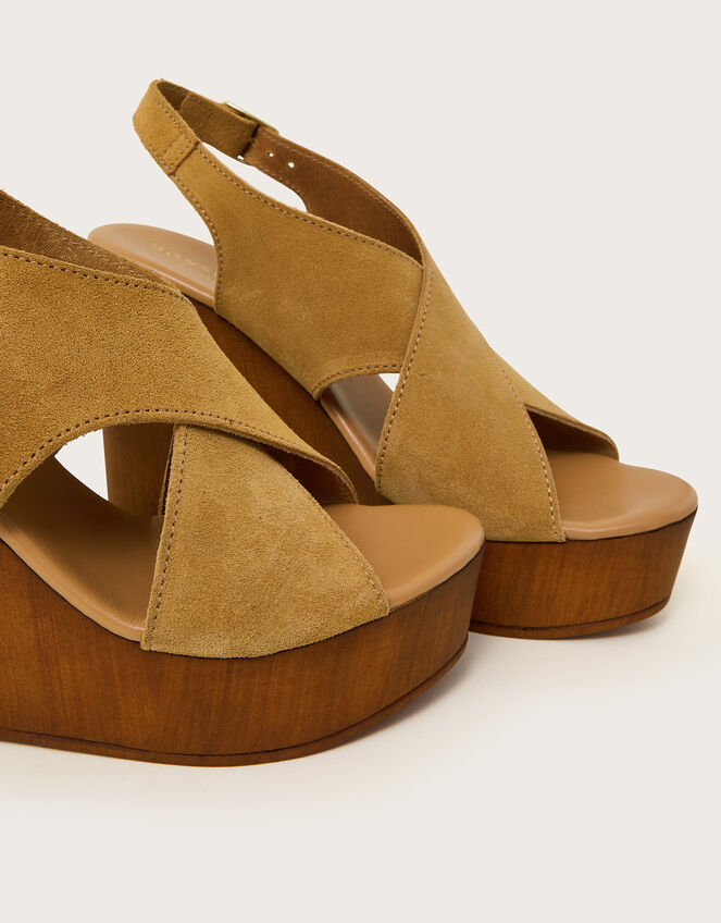 Willow Suede Wedge Sandals, Tan (TAN), large