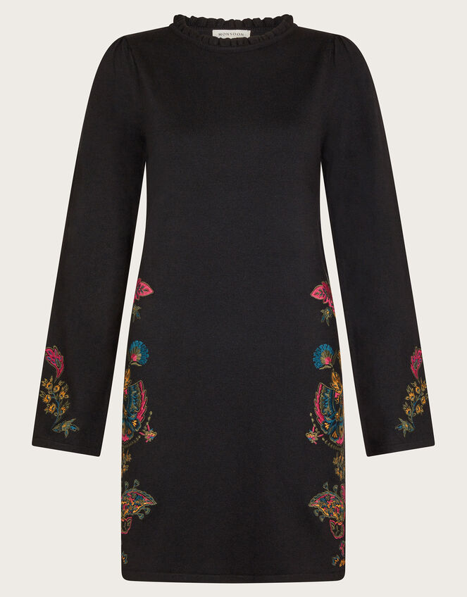 Elle Embroidered Tunic Dress, Black (BLACK), large