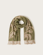 Mya Applique Blanket Scarf, Green (OLIVE), large