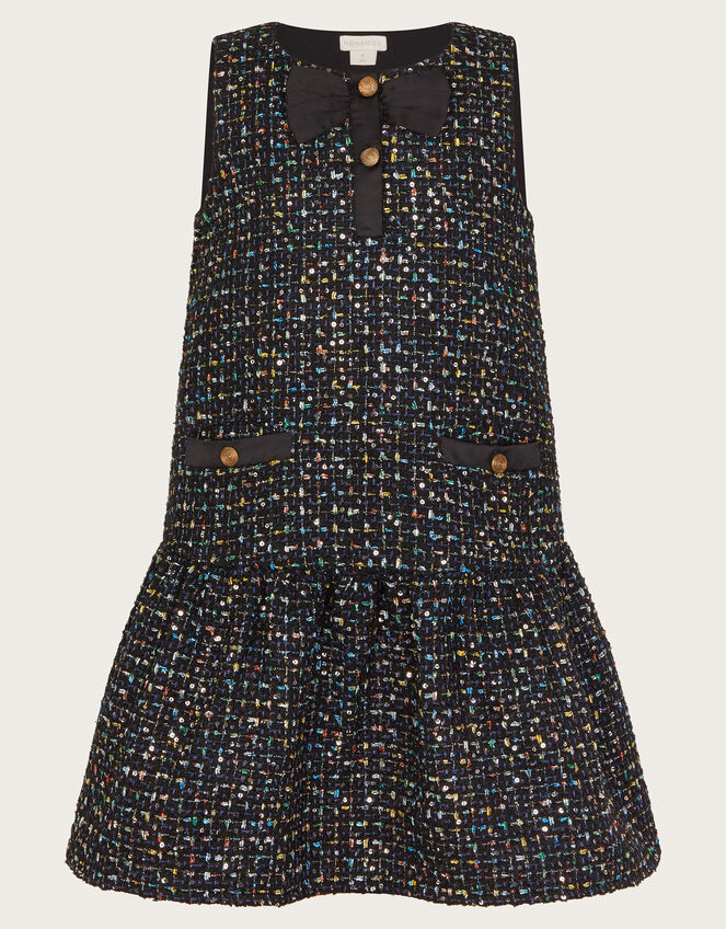 Sleeveless Tweed Pinafore Dress, Blue (NAVY), large