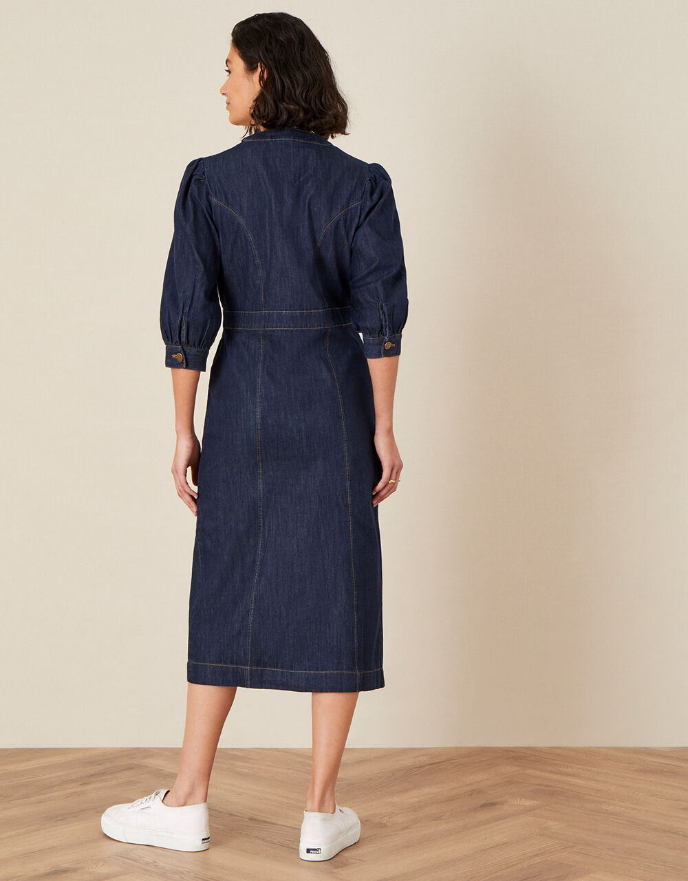 Denim Midi Dress in Organic Cotton Blue | Day Dresses | Monsoon UK.