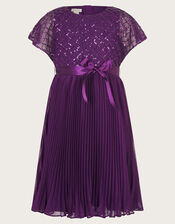 Keita Cape Sequin Pleated Dress, Purple (PURPLE), large