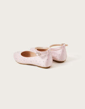 Diamante Gem Ballerina Flats, Pink (PINK), large