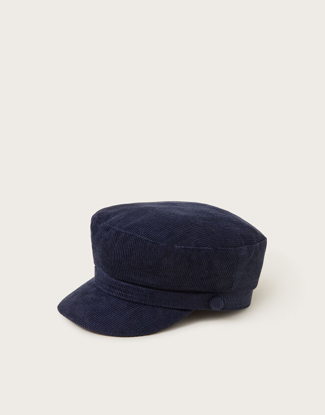 Cord Baker Boy Hat, Blue (NAVY), large