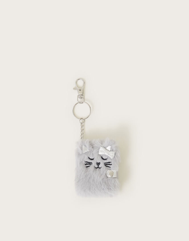 Faux Fur Cat Mini Keychain Notebook, , large