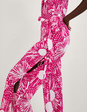 Nava Mixed Print Tie Leg Jumpsuit, Pink (PINK), large