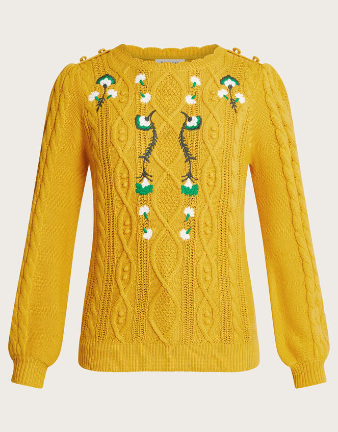 Etta Embroidered Jumper Yellow | Knitwear | Monsoon UK.