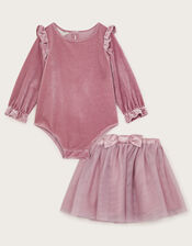 Baby Velour Romper and Tutu Set, Pink (PINK), large