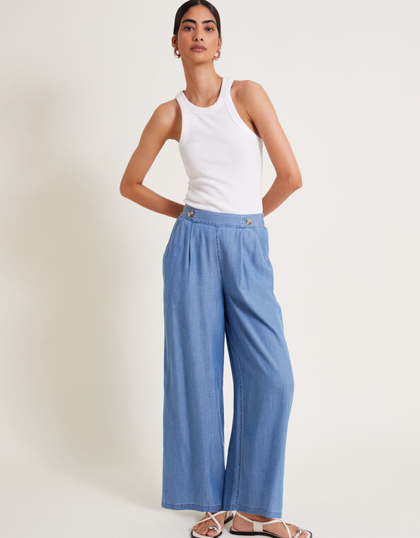 Peri Wide Leg Trousers, Blue (DENIM BLUE), large