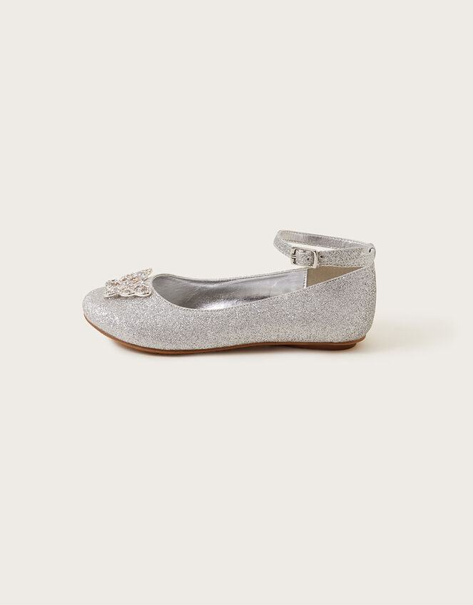 Fine Glitter Butterfly Ballerina Flats Silver | Girls' Flat Shoes ...