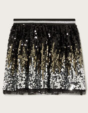 Ombre Sequin Skirt, Black (BLACK), large