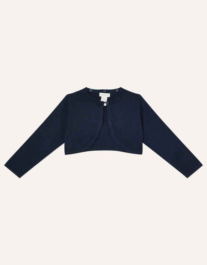 Baby Fluffy Collar Super-Soft Cardigan, Blue (NAVY), large