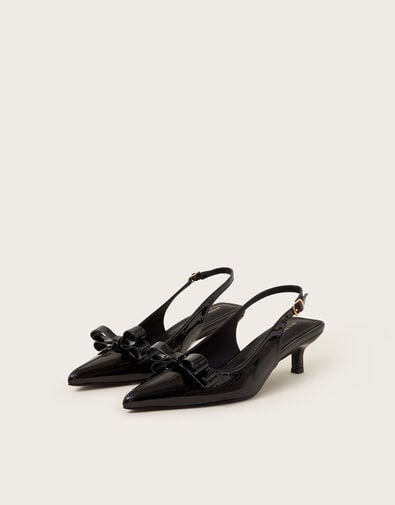 Mira Patent Slingback Heels, Black (BLACK), large