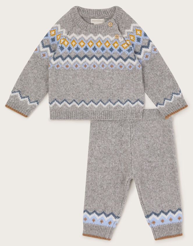 Newborn Fair Isle Set, Grey (GREY), large