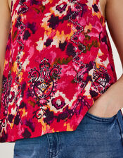 Embroidered Floral Print Cami Top in LENZING™ ECOVERO™, Red (RED), large