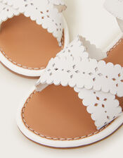 Cross-Over Leather Sandals, White (WHITE), large